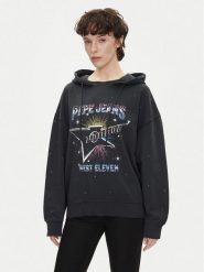 Pepe Jeans Bluza Lilian PL581469 Czarny Loose Fit. Czarne bluzy Pepe Jeans, m, bez wzorów, z bawełny, bez kaptura. Za 249.99 zł.