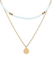 Elli Damski Choker warstwowy Koraliki Słońce w srebrze 925 Sterling Silver pozłacane Naszyjniki 1 ct. Szare naszyjniki Elli, z materiału, pozłacane. Za 403.99 zł.