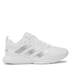 Buty halowe adidas. Białe buty sportowe lifestyle adidas, bez wzorów, bez zapięcia. Za 289.99 zł.