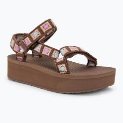 Sandały damskie Teva Flatform Universal Crochet. Brązowe sandały Teva, bez wzorów, bez obcasa, bez zapięcia. Za 209.99 zł.