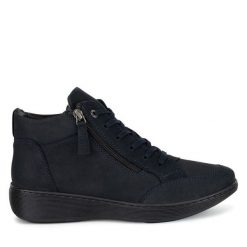 Botki Go Soft. Niebieskie botki GO SOFT, bez wzorów, bez obcasa, na płaskiej podeszwie, bez zapięcia. Za 174.99 zł.