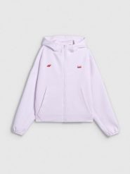 4F Bluza dresowa regular z kapturem damska - biała XS. Białe bluzy z kapturem 4f, xs, bez wzorów, z dresówki, z kapturem. Za 199.99 zł.