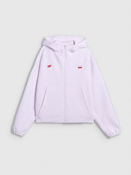 4F Bluza kibica regular z kapturem damska - biała XS. Białe bluzy z kapturem 4f, xs, bez wzorów, z dresówki, z kapturem. Za 199.99 zł.