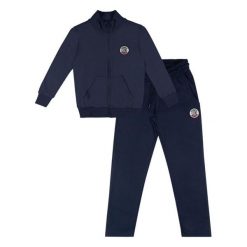 Bluza z zamek błyskawiczny na czas wolny. Niebieskie bluzy LEONE 1947 APPAREL, bez wzorów, z bawełny, bez kaptura, na fitness i siłownię. W wyprzedaży za 112.15 zł.