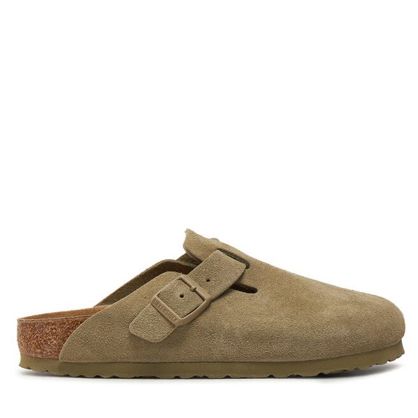 Klapki Birkenstock. Zielone klapki Birkenstock, bez wzorów, bez obcasa, bez zapięcia. Za 679.99 zł.
