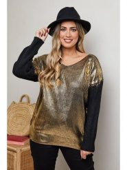 Plus Size Company Sweter "Danno" w kolorze czarno-złotym rozmiar: 40. Czarne swetry Plus Size Company, plus size, bez wzorów, klasyczne, plus size, bez ramiączek. Za 97.05 zł.