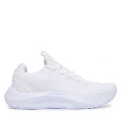 Buty na siłownię Under Armour. Białe buty treningowe Under Armour, bez wzorów, bez zapięcia, na fitness i siłownię. Za 449.99 zł.