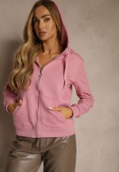 Ciemnoróżowa Bluza z Kapturem Zapinana na Suwak Bastian. Czerwone bluzy Renee, na jesień, l, bez wzorów, z polaru, bez ramiączek, z kapturem. Za 109.99 zł.