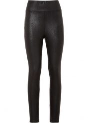 Legginsy ze sztucznej skóry. Czarne legginsy bonprix, bez wzorów, ze skóry, eleganckie. Za 109.99 zł.