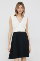 Dkny sukienka kolor czarny mini rozkloszowana. Czarne sukienki DKNY, l, bez wzorów, z tkaniny, bez kołnierzyka, bez ramiączek, mini, rozkloszowane. W wyprzedaży za 439.99 zł.