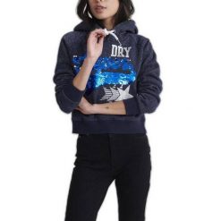Bluza sportowa damska Superdry. Niebieskie bluzy bez kaptura Superdry, xl, bez wzorów, z bawełny, bez kaptura. Za 199.00 zł.
