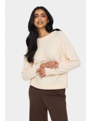 SAINT TROPEZ Sweter "Saint Tropez" w kolorze kremowym rozmiar: L. Brązowe swetry Saint Tropez, l, bez wzorów, z wełny, bez ramiączek. Za 105.38 zł.