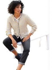 Heine Kardigan w kolorze beżowym rozmiar: 48. Brązowe swetry Heine, bez wzorów, bez ramiączek. Za 78.47 zł.