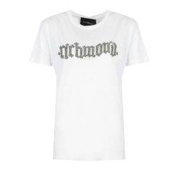 John Richmond T-Shirt "Nye" | RWP20208TS | Nye | Kobieta | Biały. Białe t-shirty John Richmond, xxs, bez wzorów, z bawełny, bez kołnierzyka, bez ramiączek. W wyprzedaży za 319.00 zł.