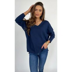 Sweter Pull V Navy. Niebieskie swetry ClothStore, bez wzorów, z jeansu, bez ramiączek. Za 129.00 zł.