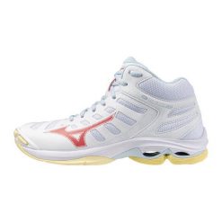 Damskie buty halowe Mizuno Wave Voltage. Białe buty treningowe Mizuno, bez wzorów, bez zapięcia, do siatkówki, mizuno wave. W wyprzedaży za 457.65 zł.