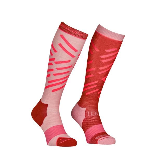 Skarpety skiturowe damskie Ortovox Ski Tour Long Socks. Czerwone skarpetki ORTOVOX, bez wzorów, narciarskie. Za 175.99 zł.