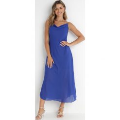 Niebieska Sukienka Philice. Niebieskie sukienki Born2be, s, z aplikacjami, z tkaniny, glamour, bez kołnierzyka, bez ramiączek, maxi. Za 159.99 zł.