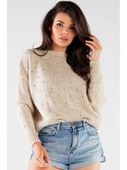 Awama Sweter w kolorze beżowym rozmiar: onesize. Brązowe swetry Awama, bez wzorów, bez ramiączek. Za 171.54 zł.