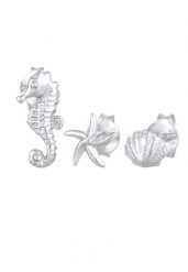 Elli Damskie Kolczyki Sztyfty Zestaw Rozgwiazda Muszla Konik Morski Letnia Plaża w srebrze próby 925 Sterling Silver 1 ct. Szare kolczyki Elli, srebrne. Za 223.99 zł.