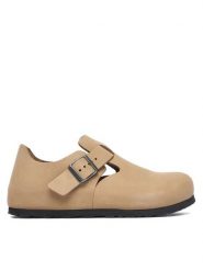 Birkenstock Półbuty London 1031124 Beżowy jasny. Brązowe półbuty wsuwane Birkenstock, bez wzorów, ze skóry, bez obcasa, na płaskiej podeszwie. Za 719.99 zł.