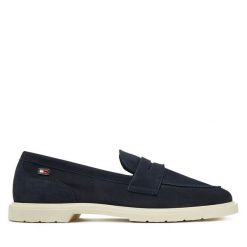 Mokasyny Tommy Hilfiger. Niebieskie mokasyny Tommy Hilfiger, bez wzorów. Za 649.99 zł.