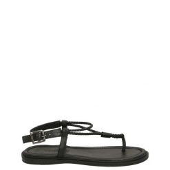 SANDAŁY JAPONKI 1006 R1000 BLACK. Czarne sandały Venezia, bez wzorów, ze skóry, bez obcasa, bez zapięcia. Za 169.00 zł.