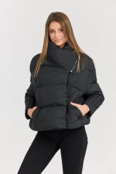 DIEGO M Czarna damska kurtka Giubbino Micropiuma - Collo Con Zip. Czarne kurtki DIEGO M, m, bez wzorów, z nylonu, bez kaptura. W wyprzedaży za 1,289.99 zł.