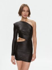 Elisabetta Franchi Sukienka koktajlowa AB-436-37E2-V450 Czarny Slim Fit. Czarne sukienki Elisabetta Franchi, bez wzorów, z syntetyku, wizytowe, bez kołnierzyka, bez ramiączek. Za 2,239.00 zł.