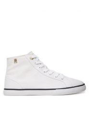 Tommy Hilfiger Trampki Th Chic Low Profile Mid Cut FW0FW09356 Biały. Białe trampki Tommy Hilfiger, bez wzorów, z materiału, bez zapięcia. Za 339.99 zł.