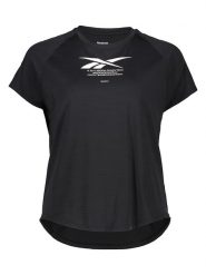 Reebok Koszulka w kolorze czarnym do biegania rozmiar: S. Czarne t-shirty sportowe Reebok, s, bez wzorów, z materiału, bez ramiączek, do biegania. Za 61.46 zł.