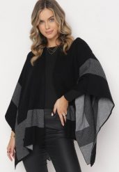 Czarny Niezapinany Kardigan Ponczo Oversize Shelsie. Czarne swetry Born2be, xl, bez wzorów, bez ramiączek. W wyprzedaży za 93.49 zł.