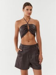 Gestuz Top 10908178 Brązowy Slim Fit. Brązowe topy Gestuz, bez wzorów, ze skóry, bez kołnierzyka, bez ramiączek. Za 799.99 zł.