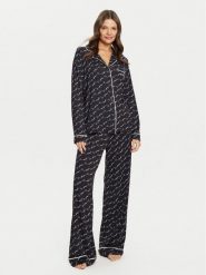 Guess Piżama O5RX08 KCIN2 Czarny Regular Fit. Czarne piżamy Guess, m, z aplikacjami, bez kołnierzyka, bez ramiączek. Za 269.99 zł.