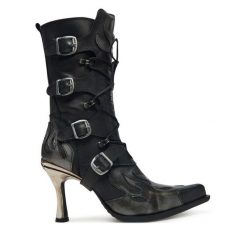 Botki NEW ROCK. Czarne botki NEW ROCK, bez wzorów, rockowe, bez obcasa, na szpilce, bez zapięcia. Za 1,269.00 zł.