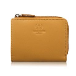Portfel damski skórzany mały w kolorze musztardowym poziomy z RFID Paolo Peruzzi SL-06-MNG. Portfele PAOLO PERUZZI, bez wzorów, z materiału. Za 89.00 zł.