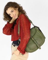 Saddle bag zielony militare Marco Mazzini v67f. Zielone torebki klasyczne bez wzorów, ze skóry, bez dodatków. Za 599.00 zł.