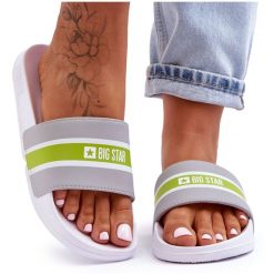 Lekkie Piankowe Klapki Big Star JJ274647 Biało-Szare. Szare klapki bez wzorów, z tworzywa sztucznego, casualowe, bez obcasa, na platformie, bez zapięcia. Za 142.48 zł.