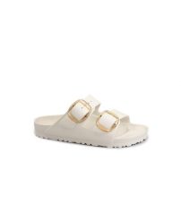 Klapki damskie Birkenstock Arizona Big Buckle Eva. Białe klapki Birkenstock, bez wzorów, z materiału, klasyczne, bez obcasa, bez zapięcia. Za 339.00 zł.