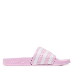 Klapki adidas. Czerwone klapki adidas, bez wzorów, sportowe, bez obcasa, bez zapięcia. Za 179.99 zł.