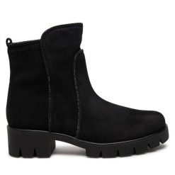 Botki Gabor. Czarne botki Gabor, bez wzorów, bez obcasa, na płaskiej podeszwie, bez zapięcia. Za 579.99 zł.