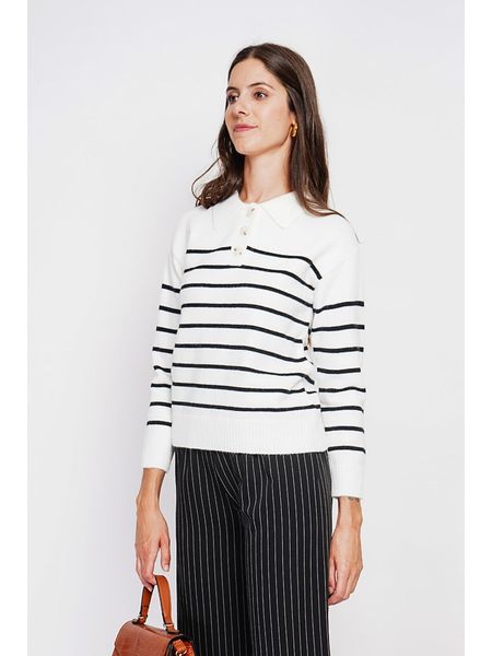 ASSUILI Sweter w kolorze biało-czarnym rozmiar: 36. Białe swetry Assuili, bez wzorów, klasyczne, bez ramiączek. Za 113.99 zł.