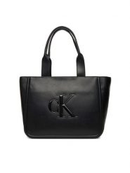 Calvin Klein Torebka Bold Ck Medium Tote LV04F3218G Czarny. Czarne torebki klasyczne Calvin Klein, bez wzorów, ze skóry, bez dodatków. Za 399.99 zł.