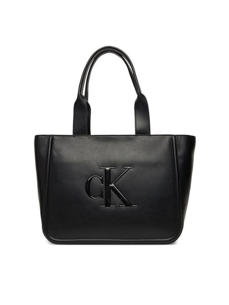 Calvin Klein Torebka Bold Ck Medium Tote LV04F3218G Czarny. Czarne torebki klasyczne Calvin Klein, bez wzorów, ze skóry, bez dodatków. Za 399.99 zł.