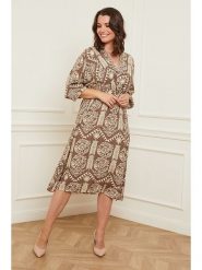 Curvy Lady Sukienka w kolorze jasnobrązowo-beżowym rozmiar: 40/42. Brązowe sukienki Curvy Lady, na co dzień, bez wzorów, z wiskozy, klasyczne, bez kołnierzyka, bez ramiączek, midi, proste. Za 95.46 zł.