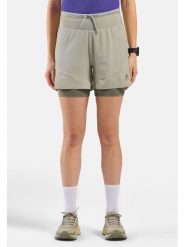 Odlo Szorty trekkingowe 2w1 "X-Alp Trail" w kolorze khaki rozmiar: M. Brązowe szorty sportowe ODLO, bez wzorów, outdoorowe. Za 271.70 zł.