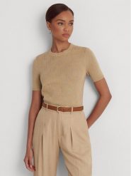 Lauren Ralph Lauren Sweter 200909156001 Beżowy Regular Fit. Brązowe swetry Lauren Ralph Lauren, xl, bez wzorów, z bawełny, bez ramiączek. Za 799.99 zł.