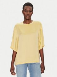 ViCOLO Bluzka TD0013 Żółty Relaxed Fit. Żółte bluzki ViCOLO, xs, bez wzorów, z wiskozy, bez kołnierzyka, bez ramiączek. Za 119.99 zł.