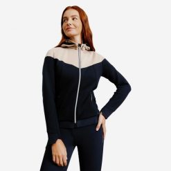 Bluza jeździecka damska Fouganza 900 z odpinanym kapturem. Brązowe bluzy z kapturem FOUGANZA, s, bez wzorów, z materiału, z kapturem, na fitness i siłownię. Za 79.99 zł.