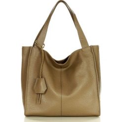 Shopperka skórzana MARCO MAZZINI beżowy taupe s139o. Brązowe shopper bag bez wzorów, ze skóry, bez dodatków. Za 399.00 zł.